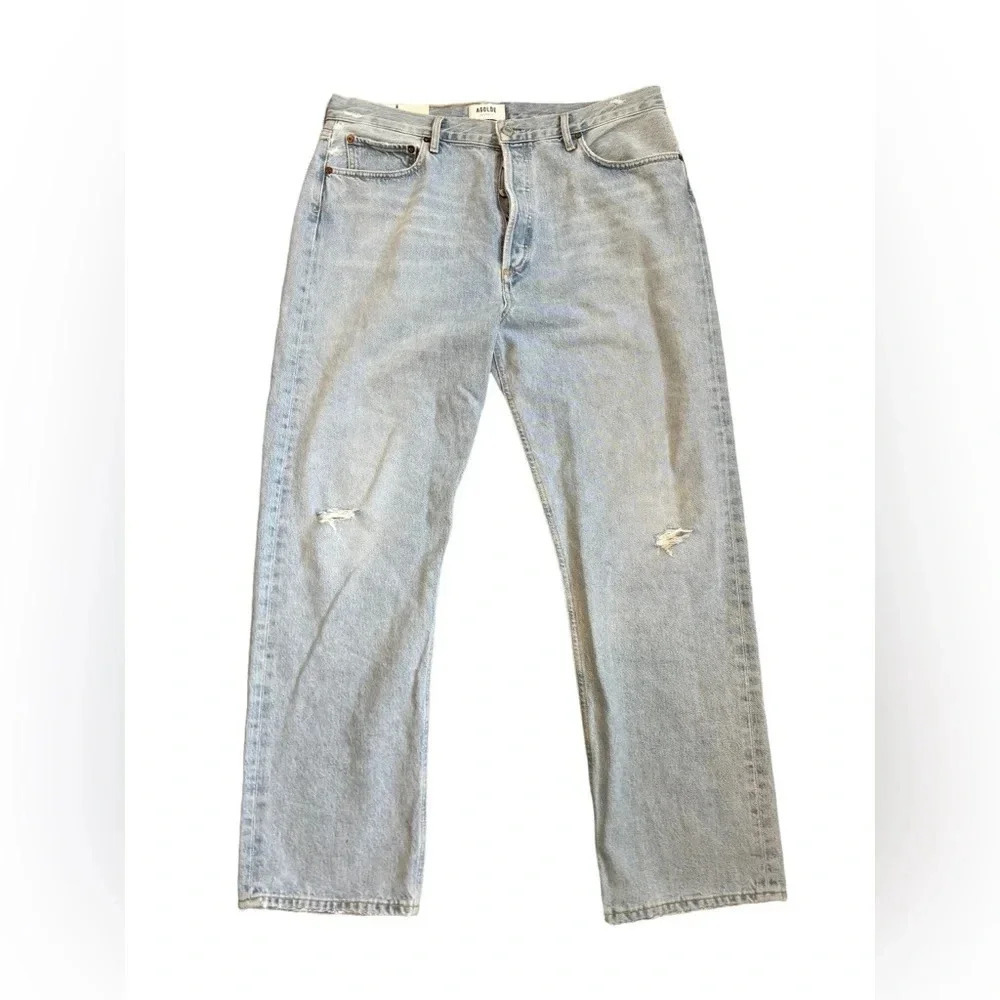 NWT Agolde 90s High Rise Pinch Button Fly Waist Jeans in Flashback Blue Size 33 - Picture 3 of 10